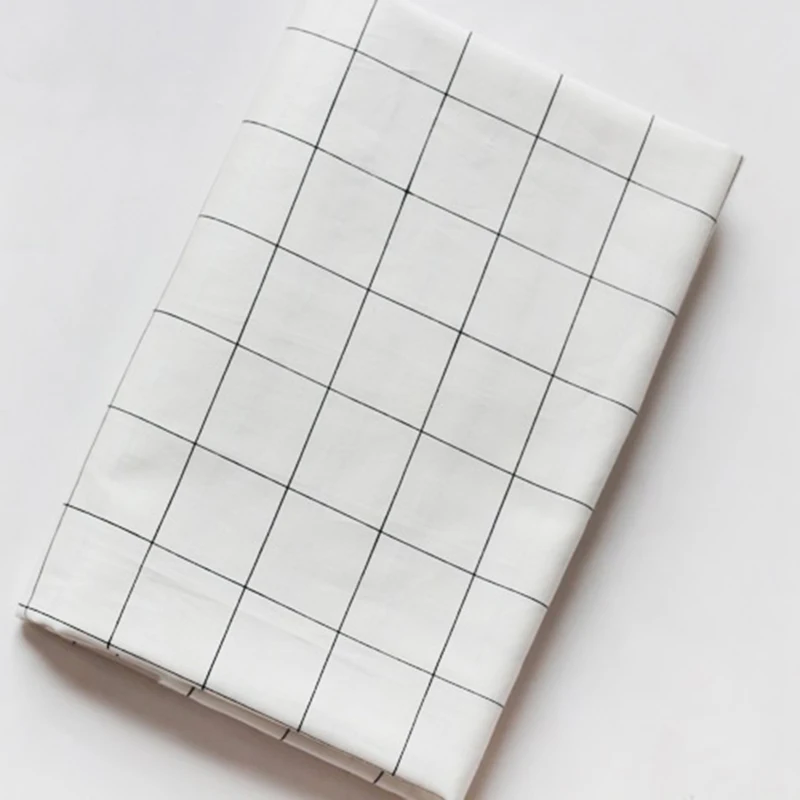 50X235cm Чистый хлопок белая основа с черной линией клетчатая ткань для шитья