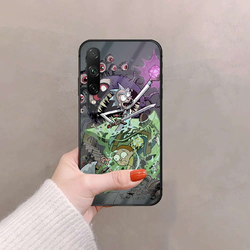 

Funny Mortys Cartoon Ricks Tempered Glass Phone Case Cover For Huawei Honor 7 8 9 10 20 A I X Lite Oppo 5 X 2 3 Pro Fashion 3D