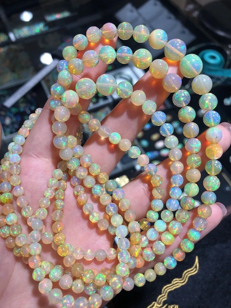 Precio Collar Redondo De ópalo, 5-9mm, 38cm, Cuentas Naturales AAAAAAA