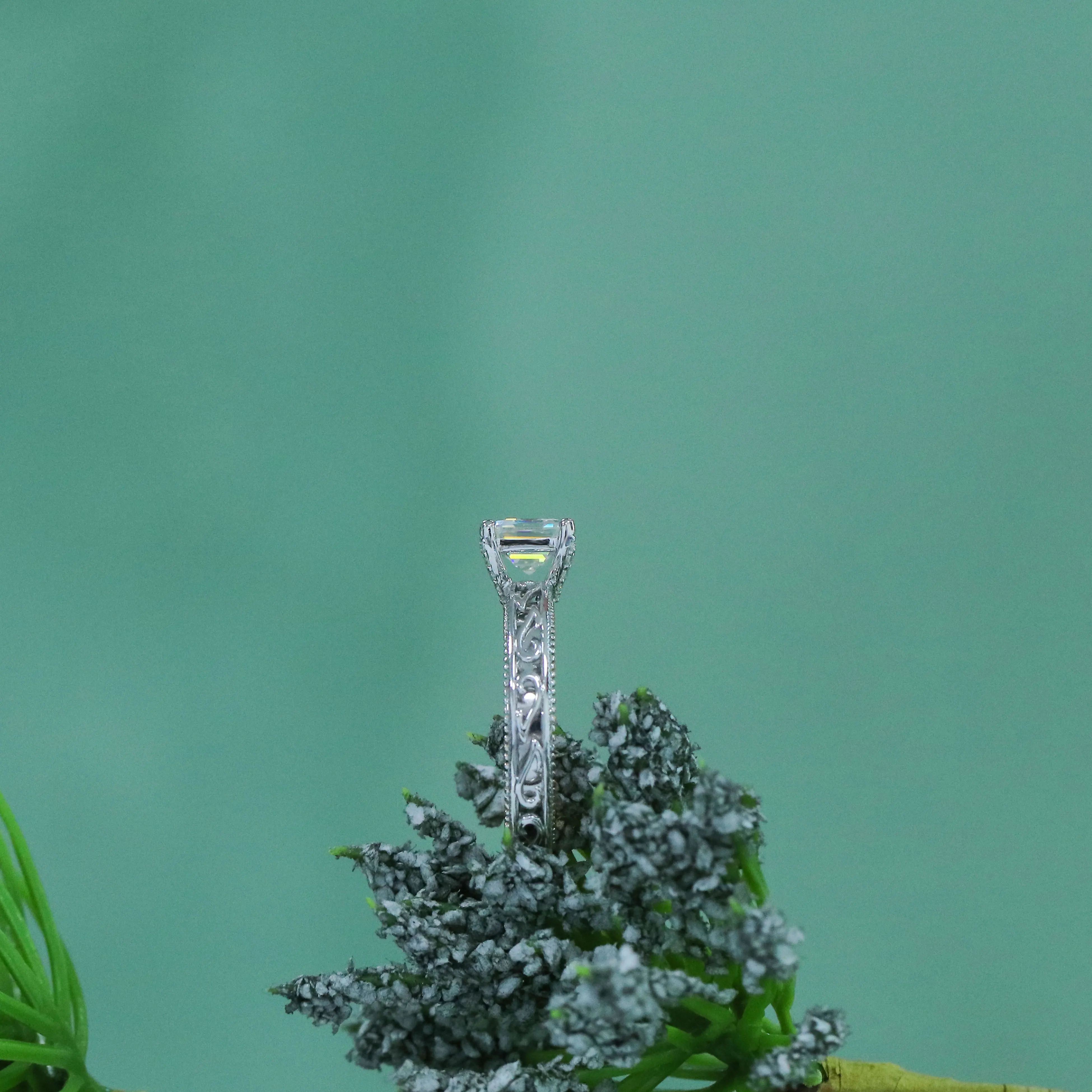 DovEggs 14K 585 двухцветное обручальное кольцо 6*6 мм Asscher Cut F/цвет GH Moissanite женское с