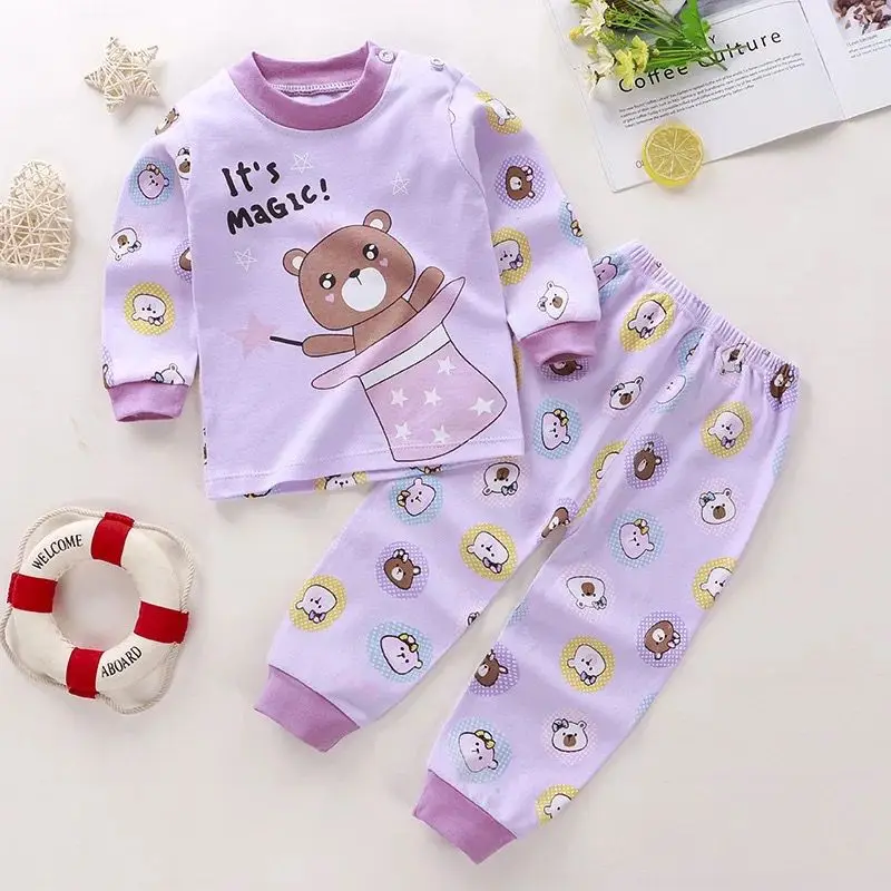 Baby Kids Cartoon Animal Pajamas Sets Cotton T-shirt+Pants Boy Girl Clothing Spring Autumn 2pcs Children's Sleepwear Suit Pyjama enlarge