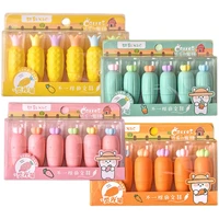 6 pcsbox 6 color fruit shaped mini highlighter of carrot pineapple strawberry cactus
