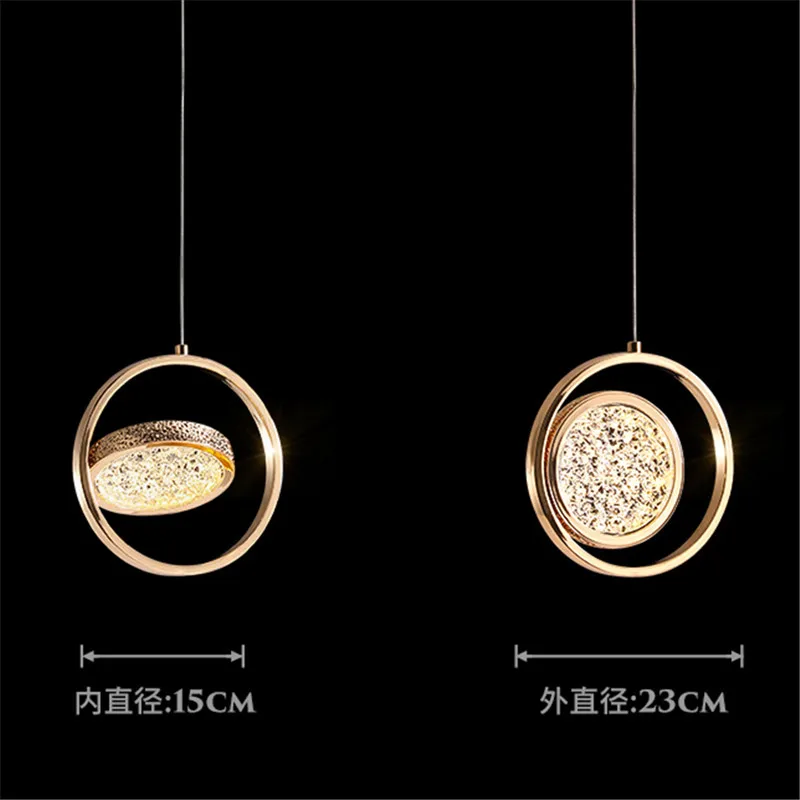 

Nordic Crystal Led Pendant Light Round Ring Living Room Bedside Bedroom Decoration Chandelier Indoor Lighting Industrial Fixture