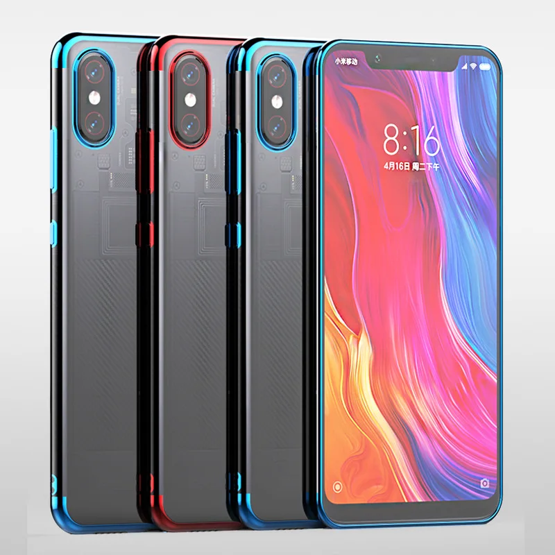 Цветной чехол из ТПУ с гальваническим покрытием для Xiaomi Mi 8 9 SE Pro Lite мягкий гибкий