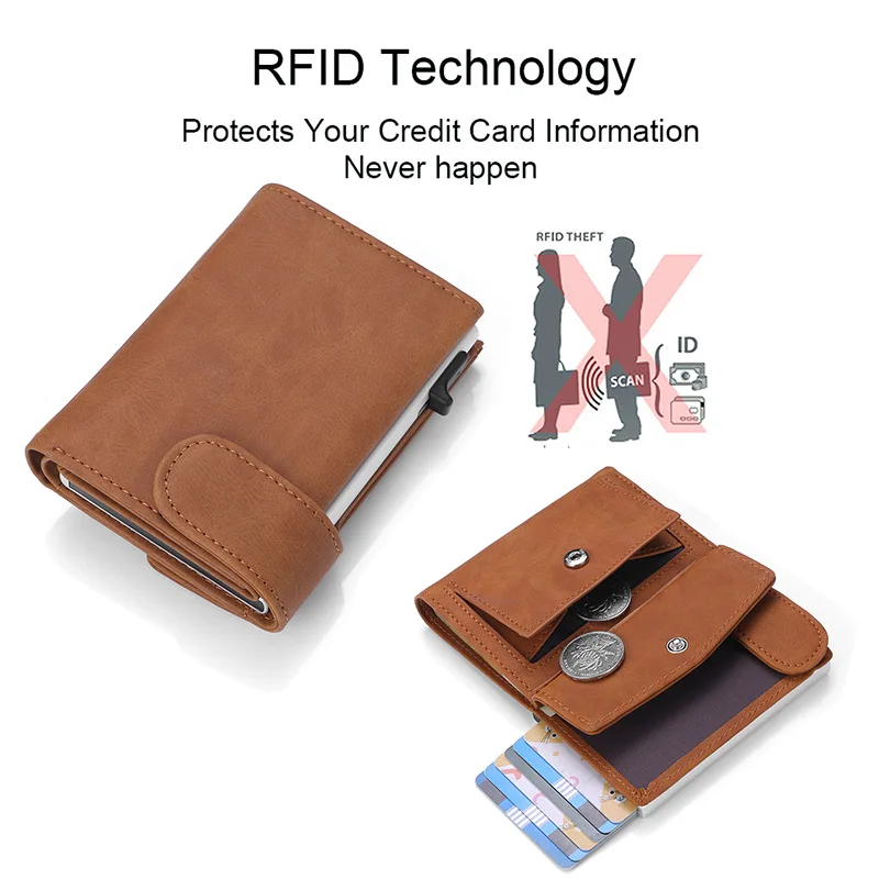 2021 RFID с отделениями для кредитных карт мужской бумажник тонкий мини смарт