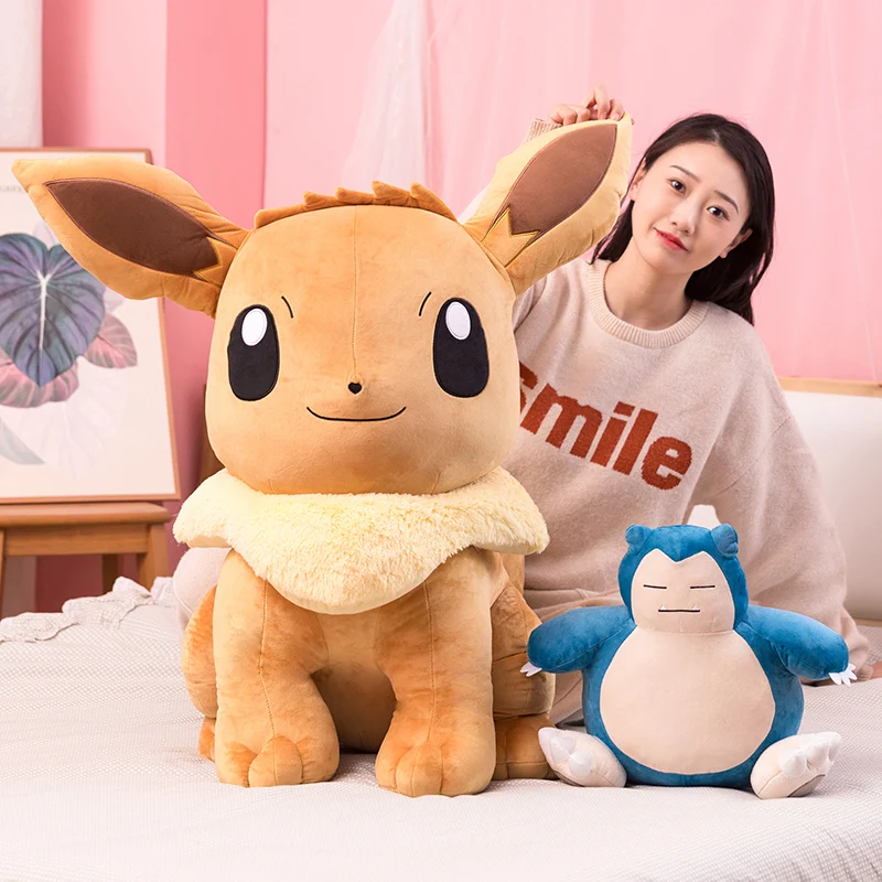 New Style Big Size Pokemon Plush Toy Pillow Bulbasaur Squirtle Snorlax Jigglypuff Mew Eevee Stuffed Doll Keychain Gift