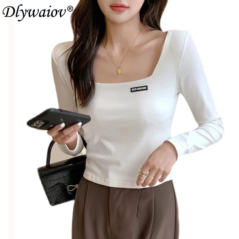 

Кроп-топ женский с длинным рукавом и квадратным вырезом, 2022