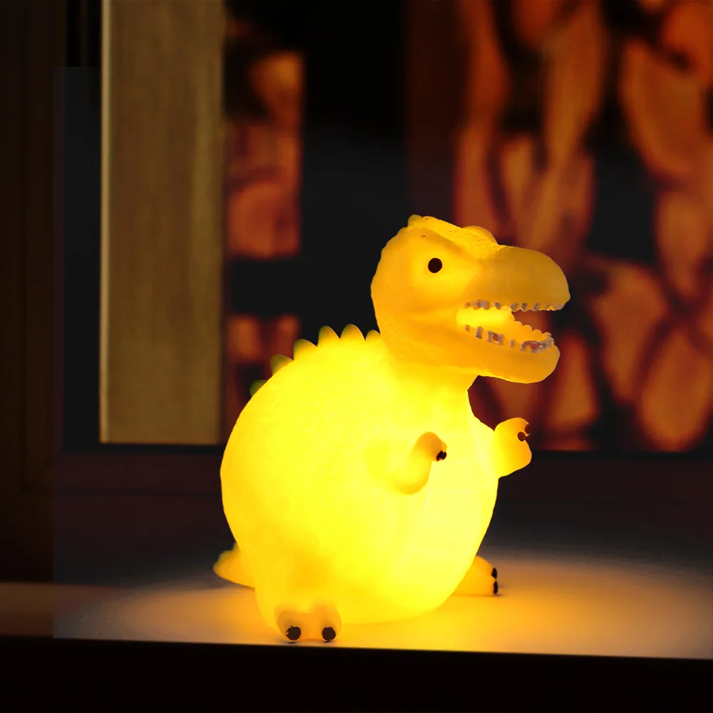 

Cute Dinosaur Children Bedroom Bedside LED Small Night Light Soft Vinyl Cartoon Animal Shape Table Lamp Baby Decorative Gift