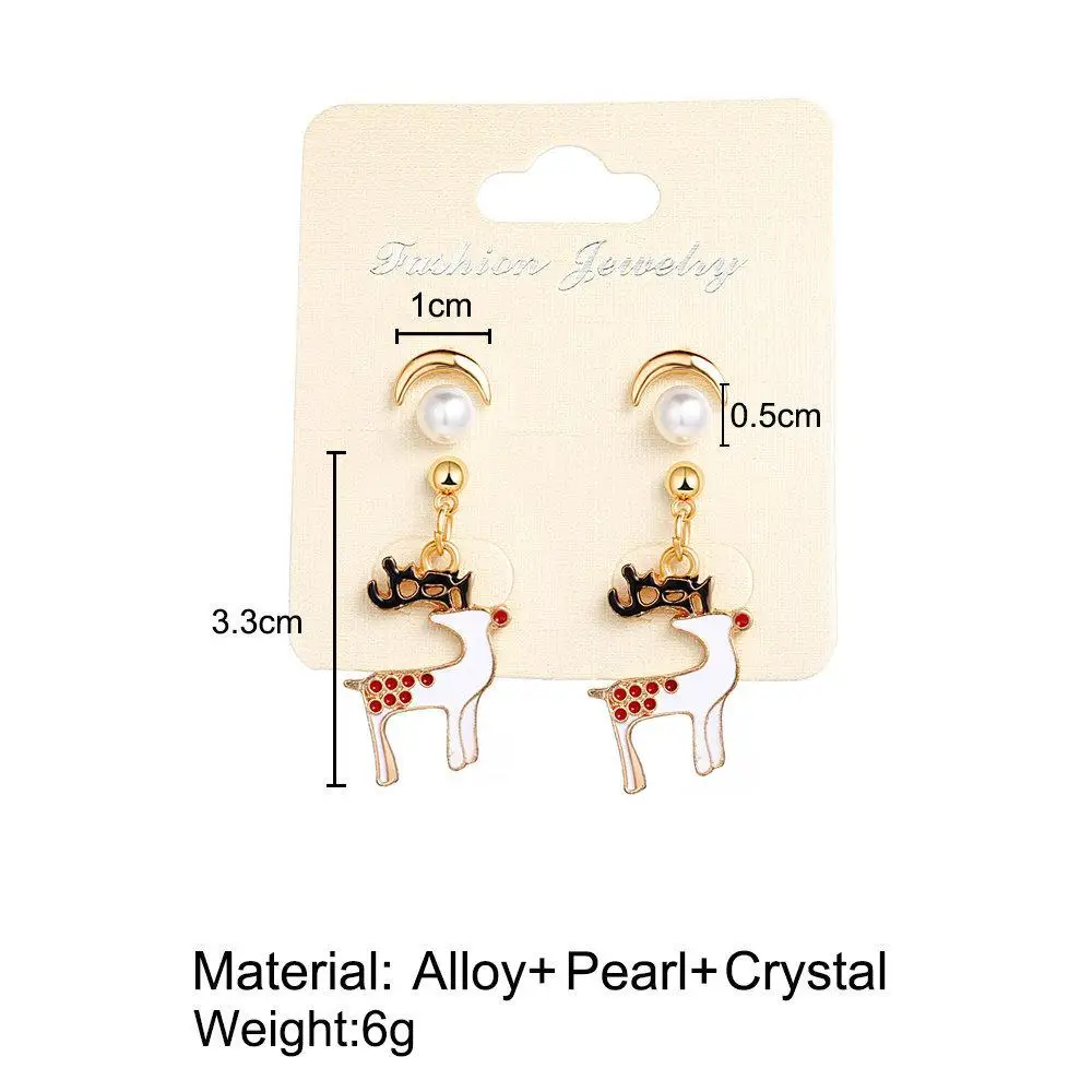 3 пар/компл. Серьги с жемчугом в форме полумесяца Форма новогодние серьги