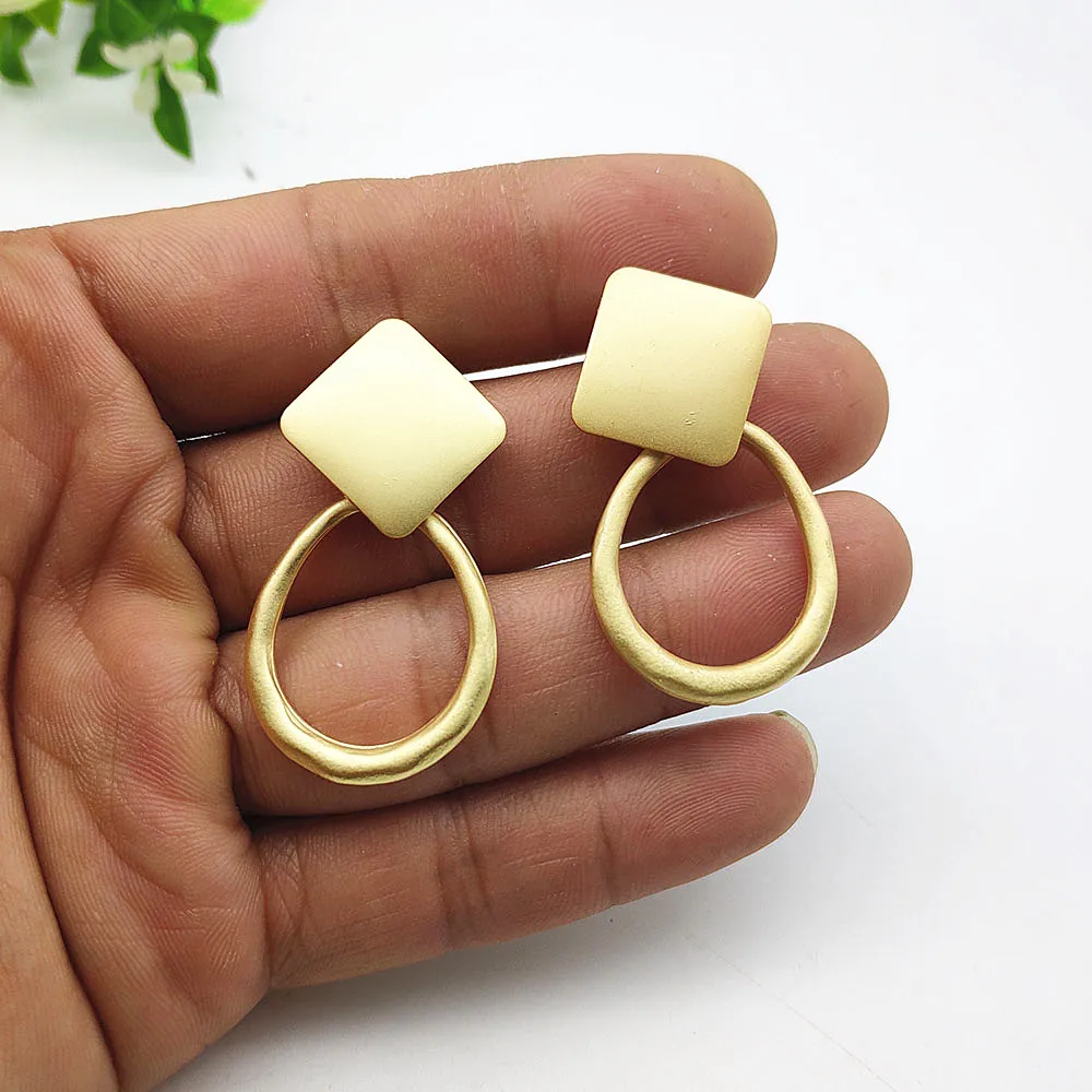 

Minimalist Water Drop Pendant Earrings Matte Gold Irregular Geometric Earrings for Women Gift Jewelry Wholesale 2020