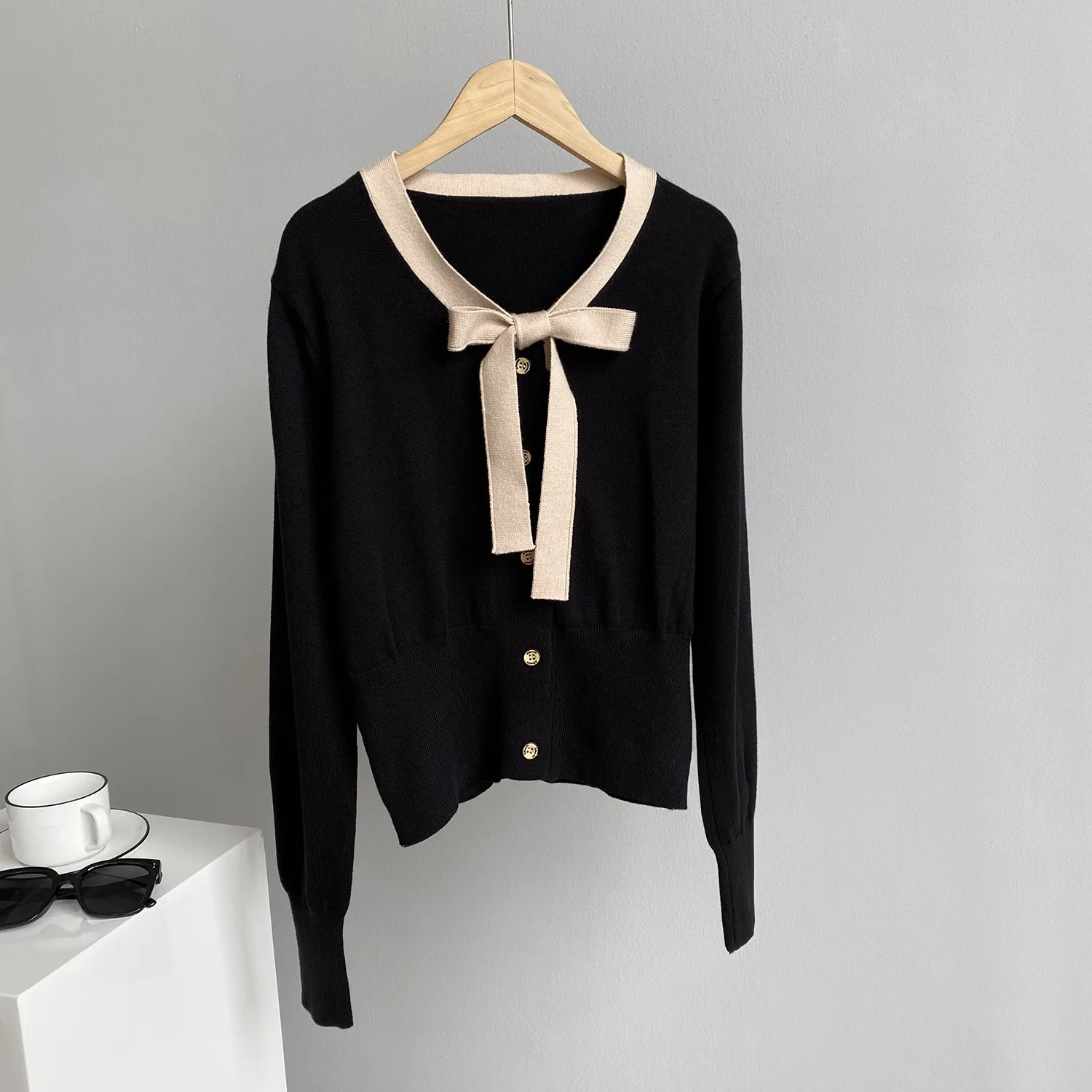 

Bowknot Knitted Bbottoming Sweater Women 2020 New Autumn Winter Causal Style Long Sleeved Cardigan Base Match Tops For Fashion