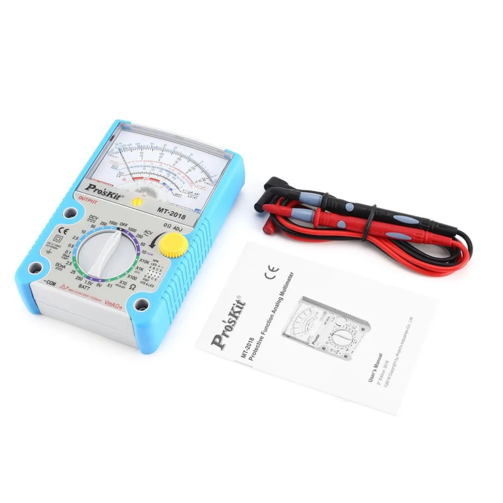 Pros'Kit MT- MT- Analog Multimeter Safety Standard Ohm Test Meter DC AC Voltage Current Resistance Multimeter