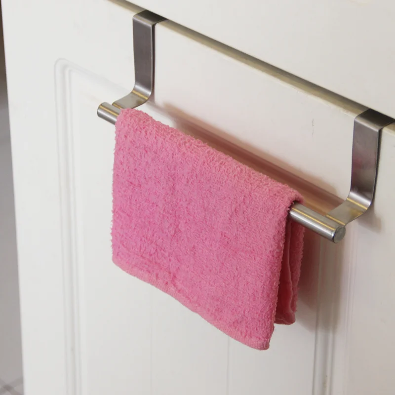 

Stainless Steel Cabinet Cupboard Door Hanging Rack Towel hanger scouring pad holder Bathroom shelf Kitchen organizer