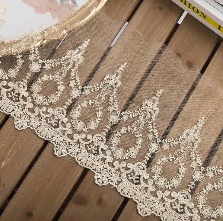 

22cm wide lolita clothing Accessories gold line code water-soluble mesh embroidery lace