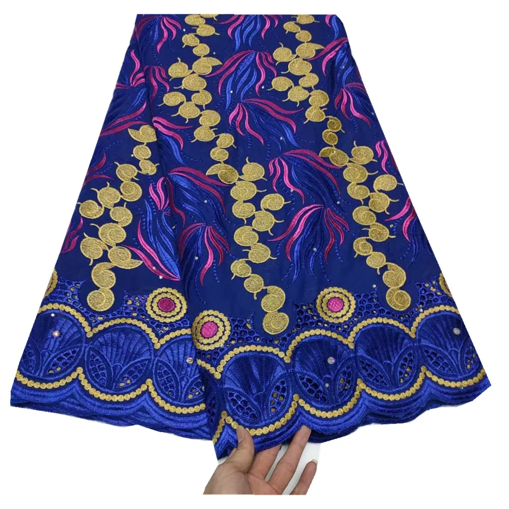 

Latest African Swiss Cotton Lace Fabric Holes Nigerian Swiss Voile Lace In Switzerland With Stones For Dress Party TY-150