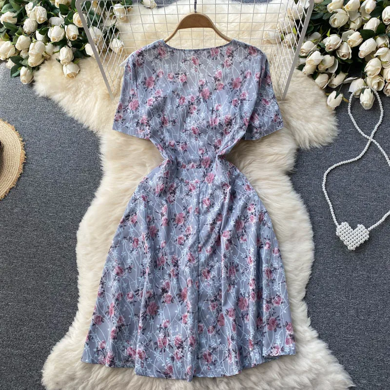 

2021 Fashion Designer Summer Lace Patchwork Floral Print Dress Women Short Sleeve Vintage Vestidos Knee Length Aline Robe Femme