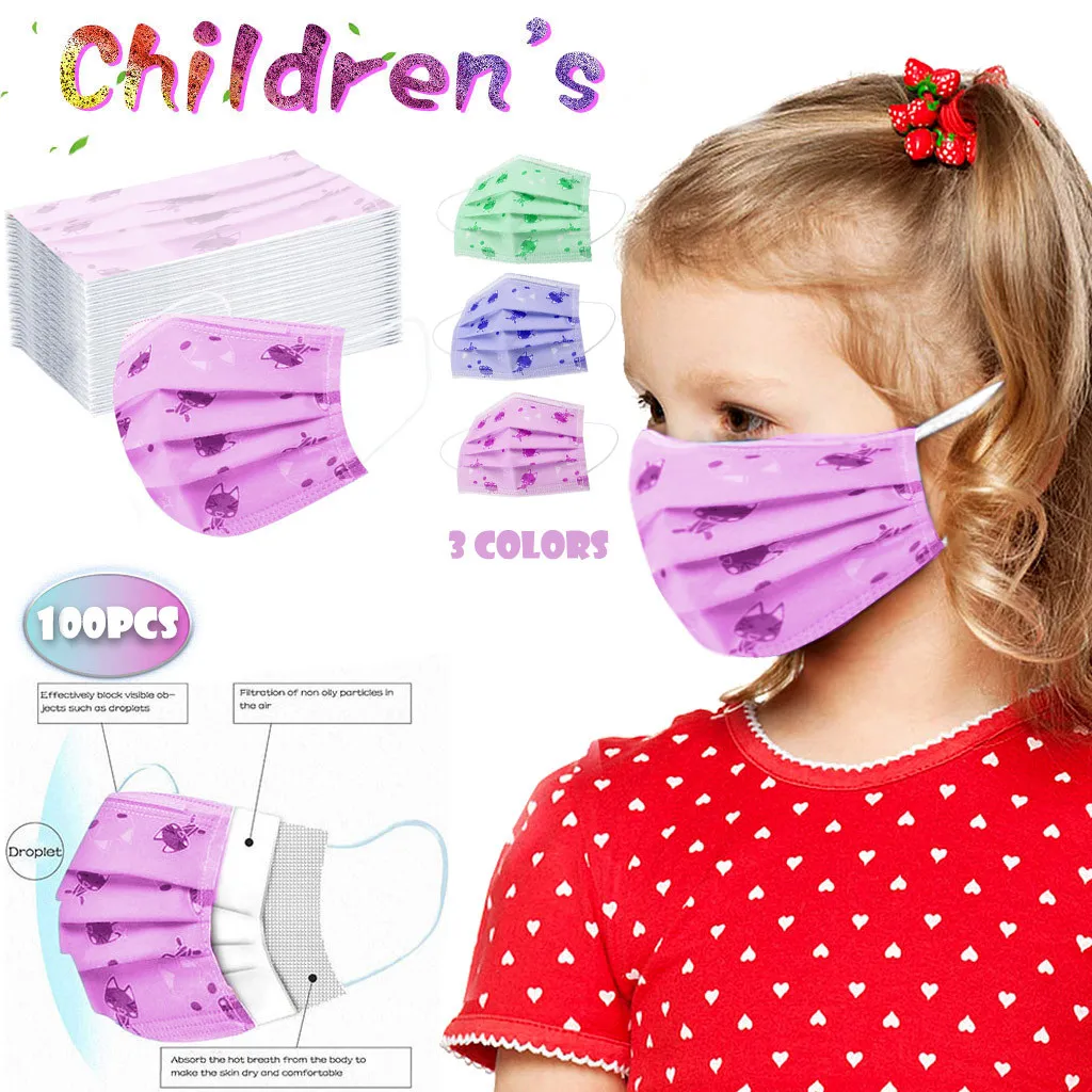 

100pcs Disposable Cute Face Masks For Children Boys Girls Protective Masks Breathable Dust-proof Kawaii mascarilla masque maska