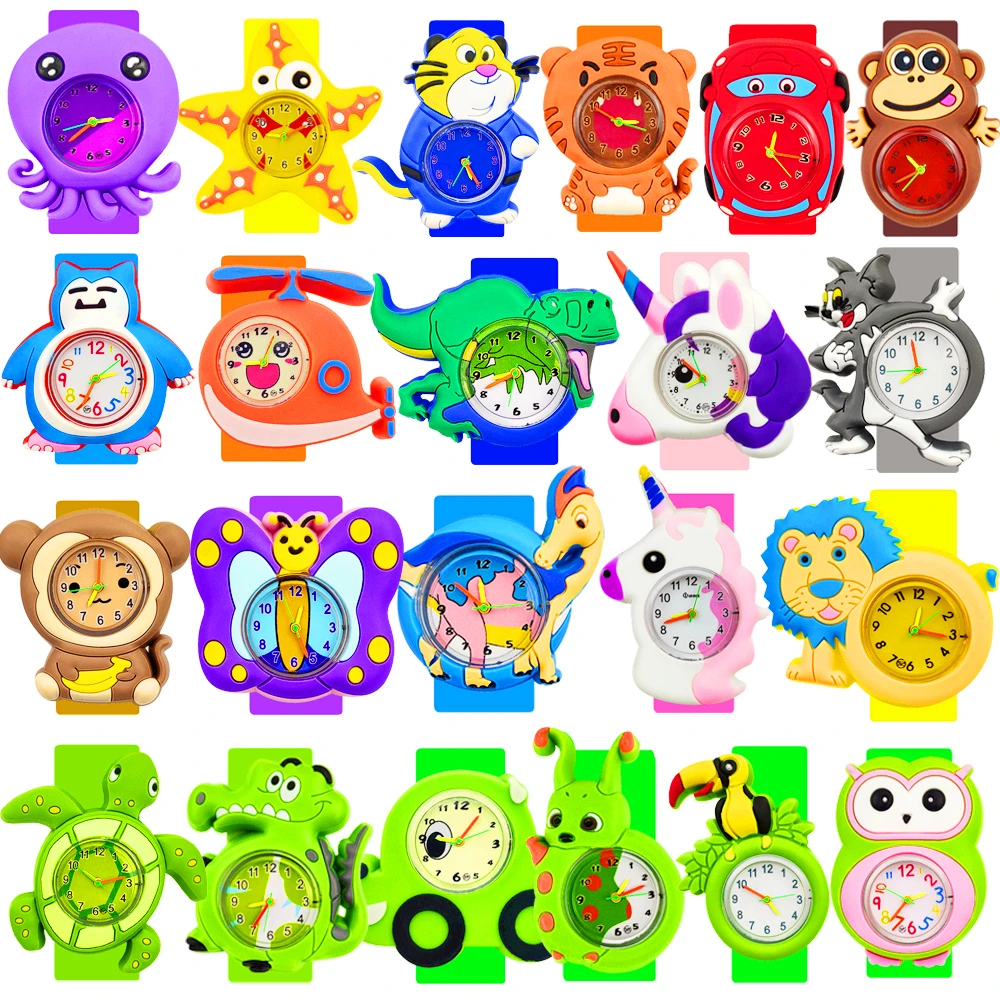 Часы Детские Мультяшные с динозаврами 25 животных подарок для обучения мальчиков