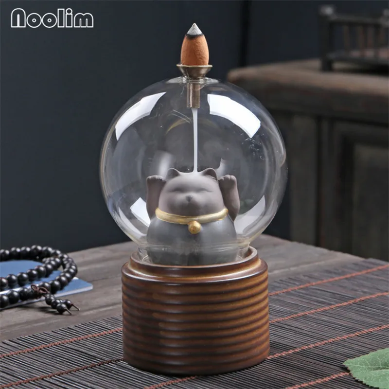 Креативная керамическая Милая кошка курильница для благовоний горелка с круглая