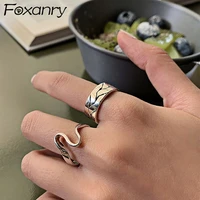 foxanry minimalist 925 stamp rings irregular jewelry for women ins fashion vintage punk party accessories for women