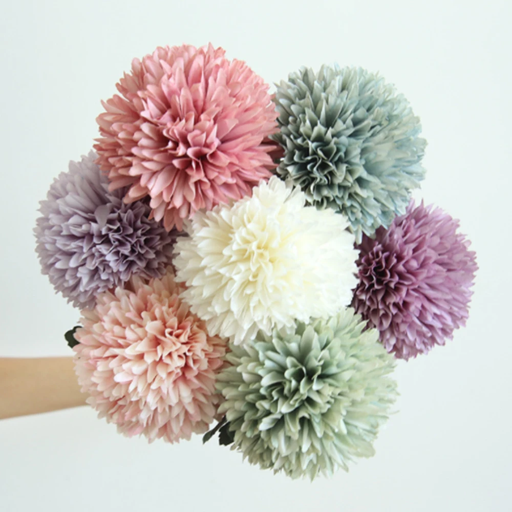 

Artificial Dandelion Flower Ball Simulation Fake DIY Wedding Bouquet Hold Party Table Decor Floral Arrangement Home Shooting