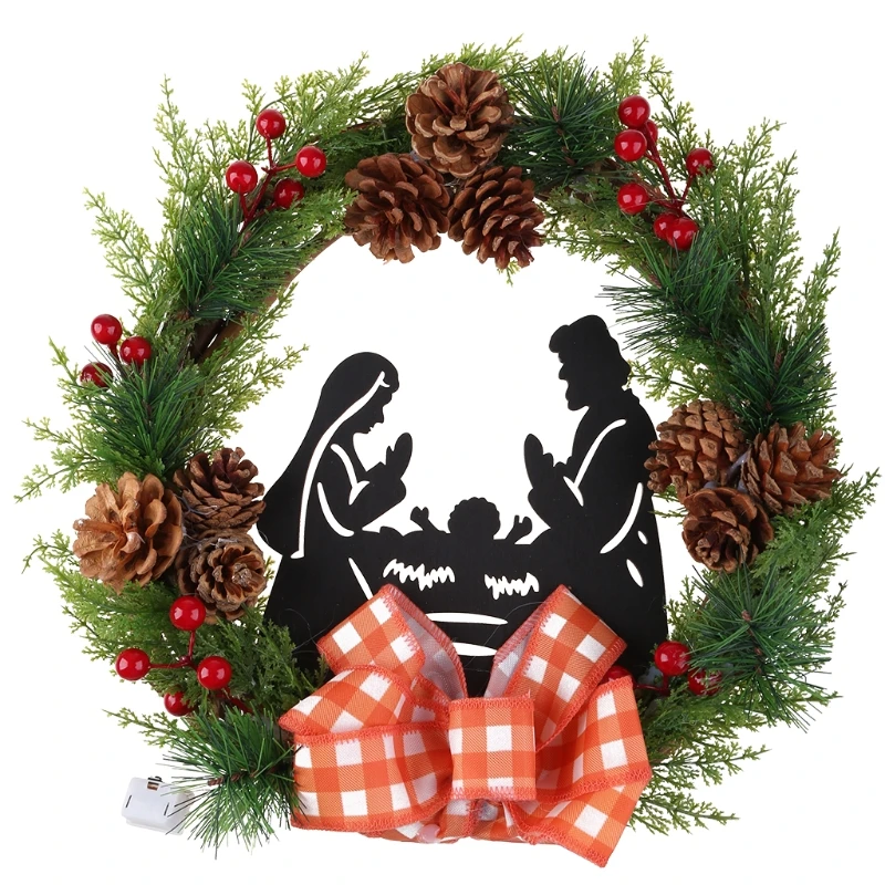 

Новинка 2022, Рождественский дверной венок светодиодный светодиодной подсветкой, искусственные пинетки на батарейках, искусственные украше...