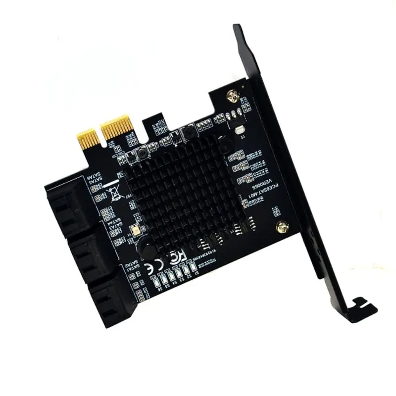 

Black 6 Ports SATA 3.0 to PCIe Expansion Card PCI Express SATA Adapter SATA 3 Converter with Heat Sink for hdD Kit