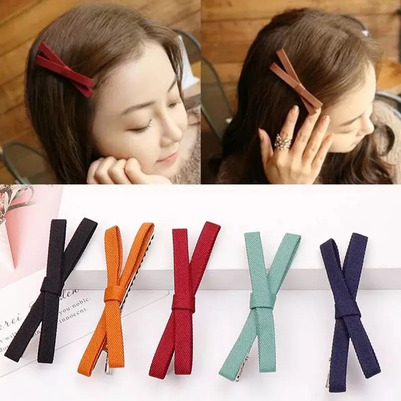 Заколки для волос с бантом женские простые милые зажимы из ткани перекрестной