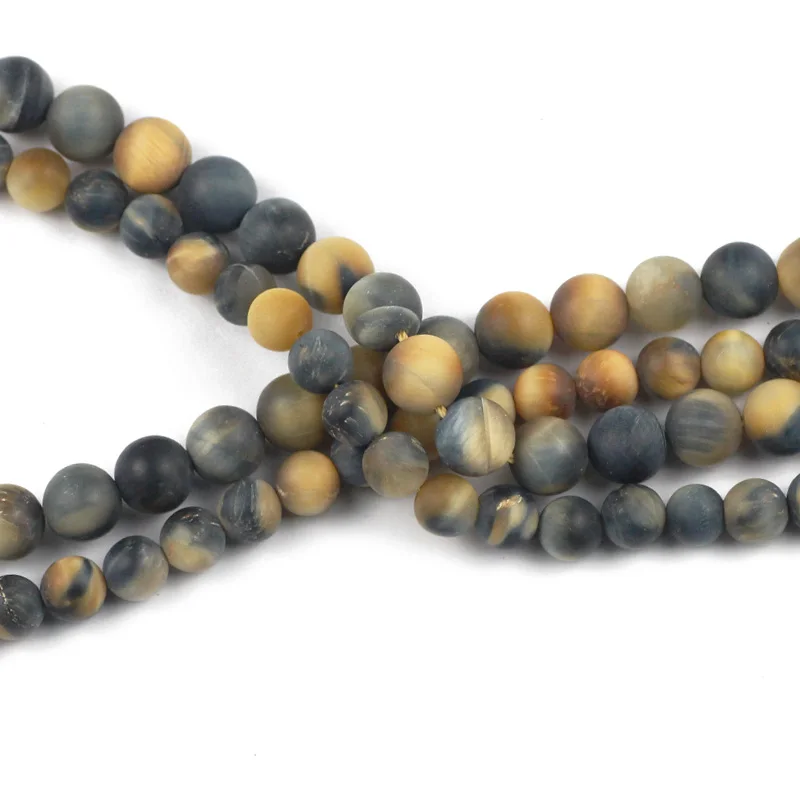 

YHBZRET Natural Matte dream Tiger Eye Round Loose Stone Beads For Jewelry Making Diy Bracelet Necklace 4/6/8/10/12mm Strand 15''