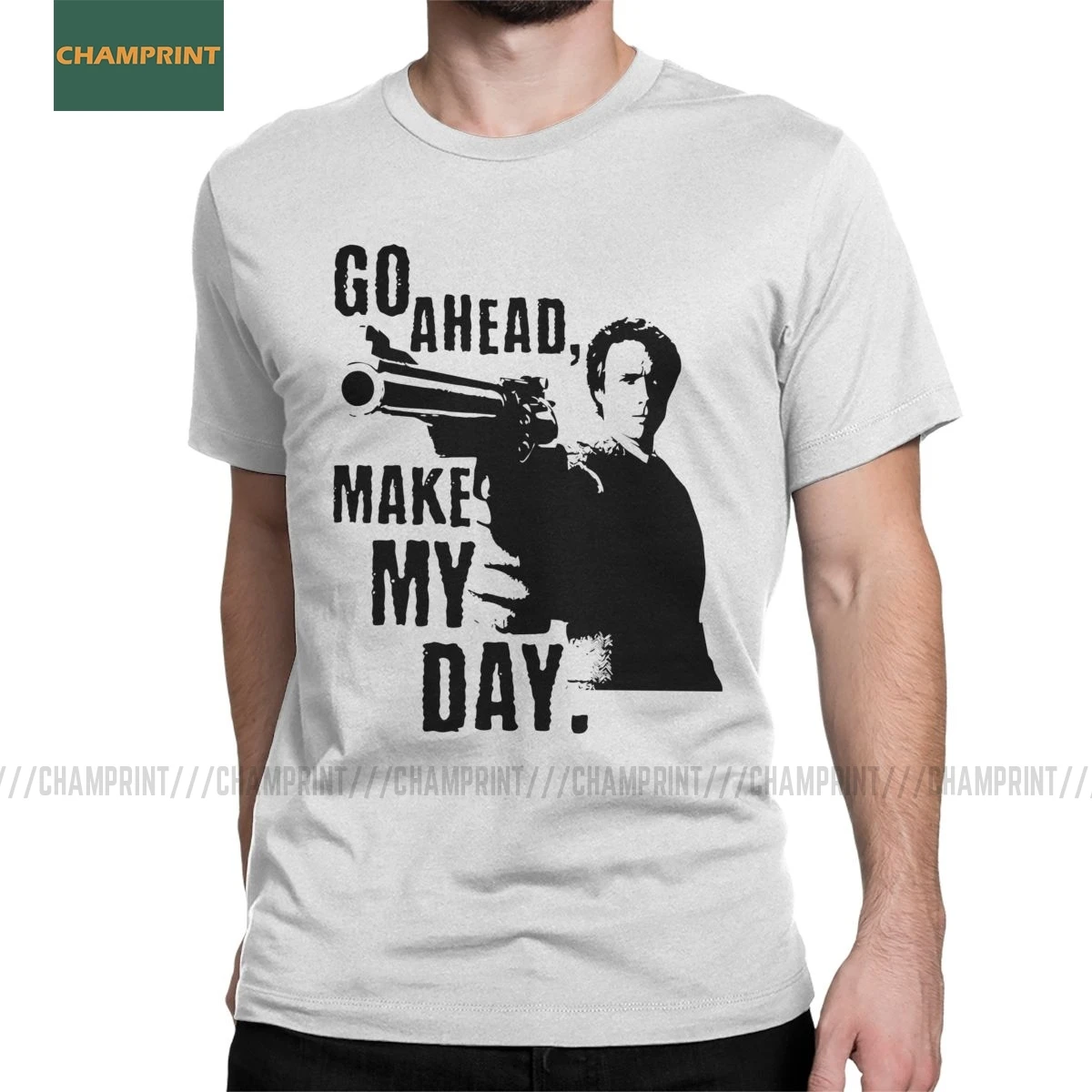 Мужская хлопковая футболка с коротким рукавом принтом фильма Клинт из Go Ahead My Day