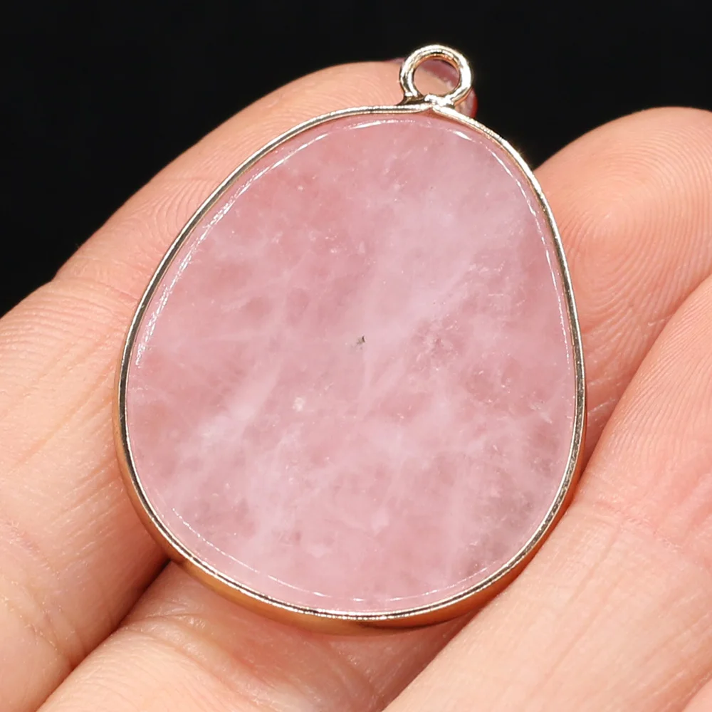 

Natural Stone Pendants Big Water Drop Gold-plate Rose Quartzs for Women Necklace Earrings Gift Making Accessories