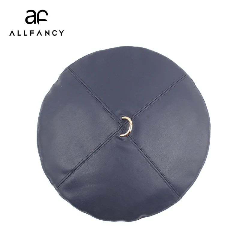 ALLFANCY/осенне-зимняя кожаная шапка с трещинами и металлическим кольцом берет