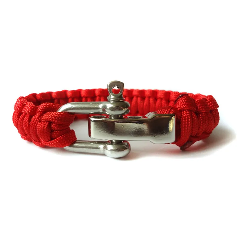 2019 Fashion Jewelry Sport Style Camping Parachute Cord Survival Bracelet Men with Stainless Steel Shackle Buckle SL125 | Украшения и