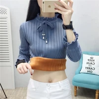 thickened sweaters womens wear fall and winter 2021 new fashion doll collar half high neck knitted bottom shirt lazy