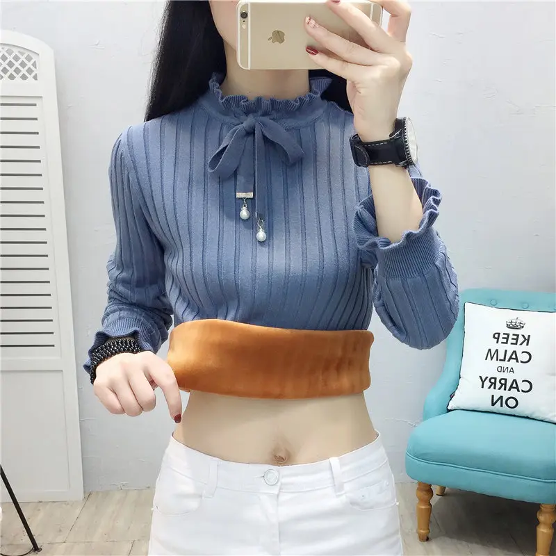 Утепленные свитера женская одежда Новинка осени и зимы 2021 Модная вязаная нижняя