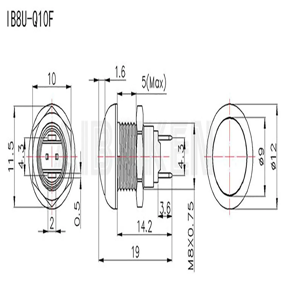 8 мм Φ 3A /125VAC 1.5A/250VAC Мгновенный кнопочный переключатель с самовозвратом |