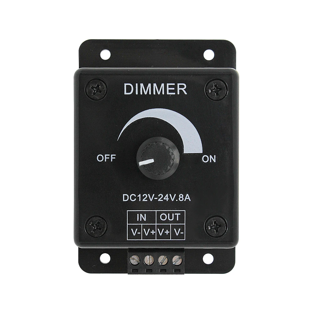 

Black LED Dimmer DC 12V-24V 8A Mini Knob Stepless Brightness Adjustment Controller Switch Home Lighting Accessories Power Supply