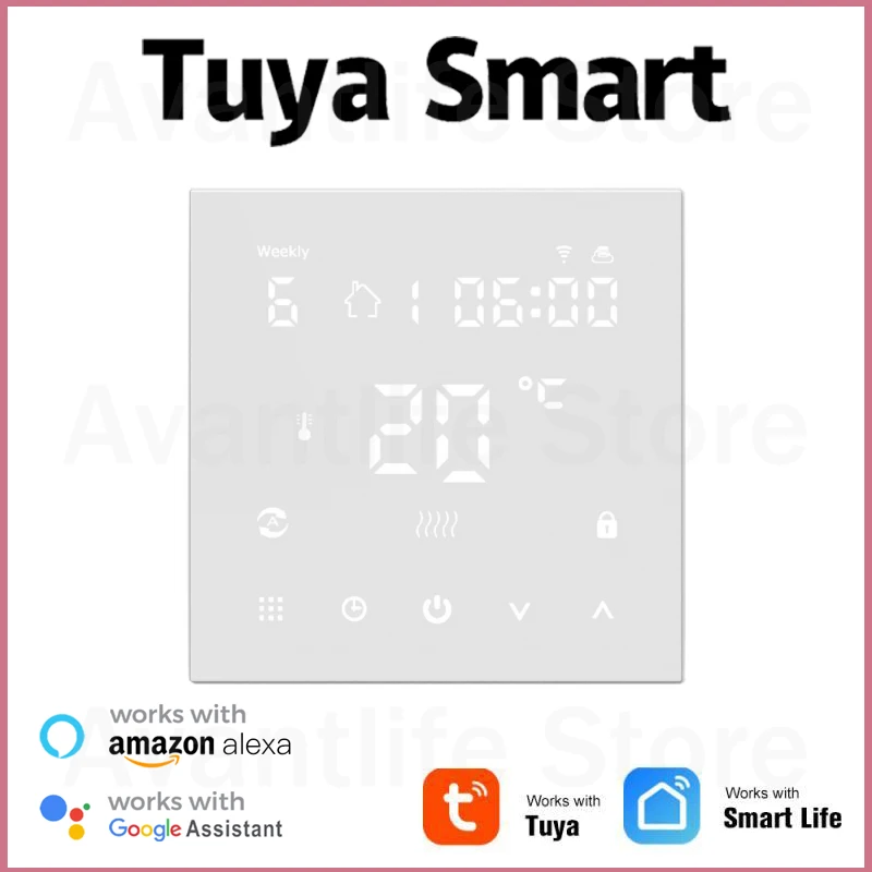 

Умный термостат Tuya с Wi-Fi, регулятор температуры для электрического подогрева пола, воды/газового котла, голосовая работа для Google Home