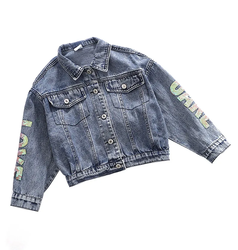 Детская джинсовая куртка весна-осень 2020 для девочек-подростков верхняя одежда