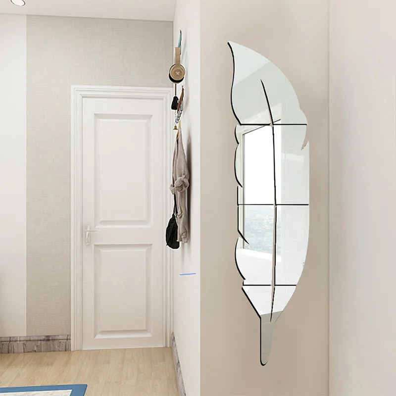 1 шт. DIY перо вниз 3D зеркальный настенный Стикер Украшение Дома виниловая наклейка