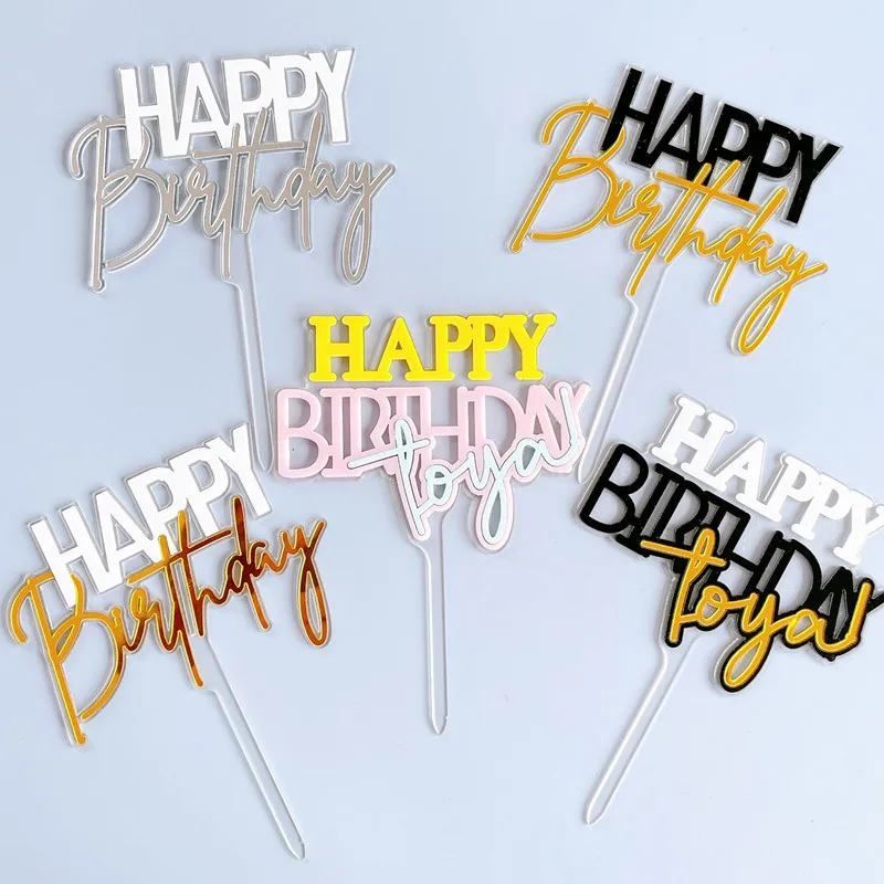 

Double Layers Acrylic Happy Birthday Cake Topper Party Decorations Kids Baking Accessories Topper Cake Decorating Supplies