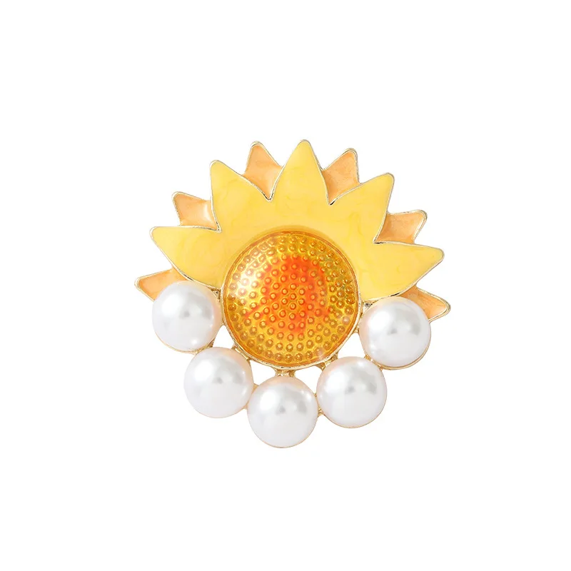 

1PC Vintage Geometric Round Blue Dripping Glaze Metal Pin Starry Sunflower Pearl Hollow Castle Lapel Brooch For Women Jewelry