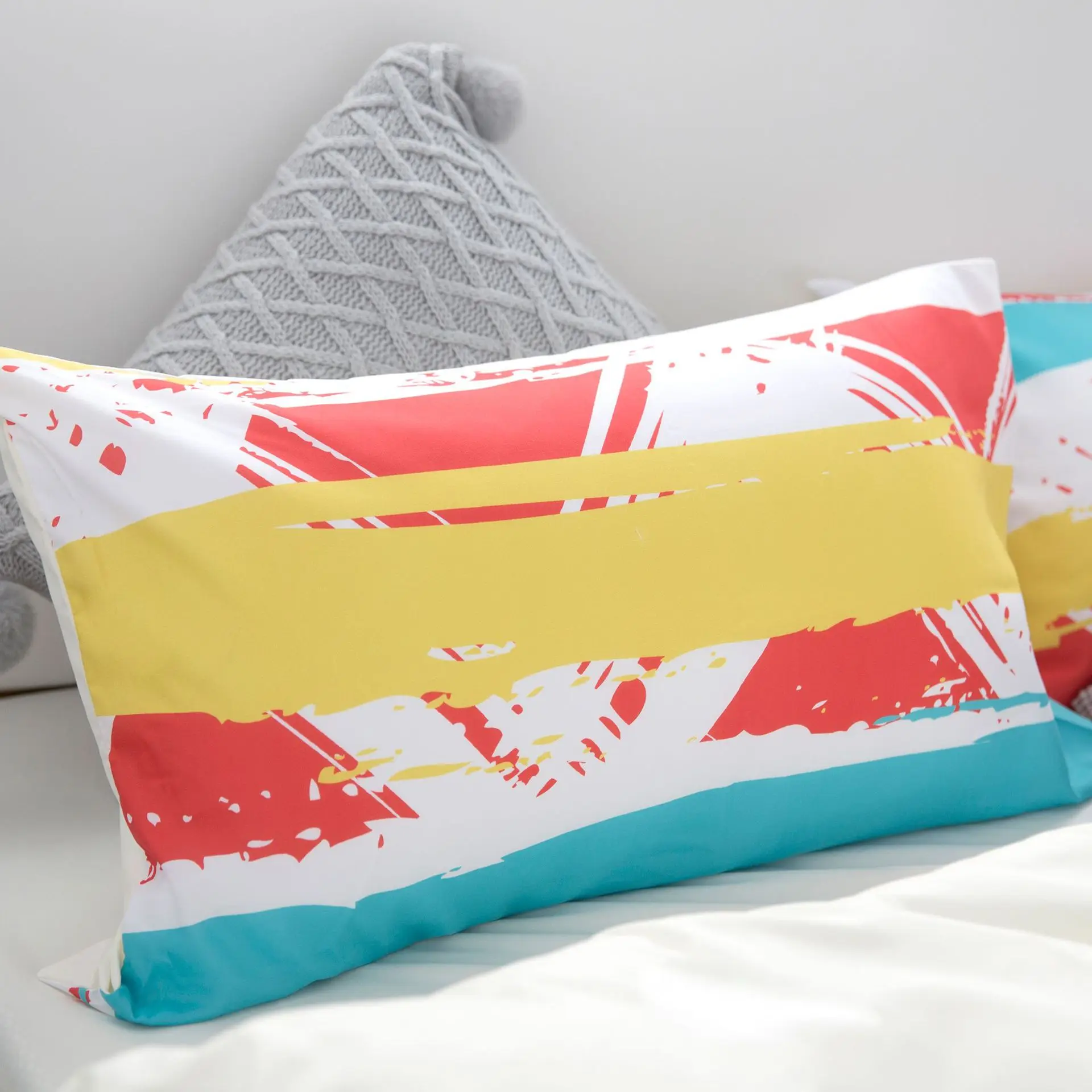 Желтые граффити 3 шт. королевский комплект одеял наволочки геометрические мягкие