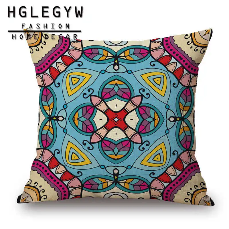 Винтажная наволочка в богемном стиле с цветочным рисунком хлопковая льняная