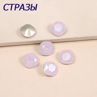 4470 strass cushion cut rose water opal glass rhinestones for clothing garment applique accessories green crystal decoration