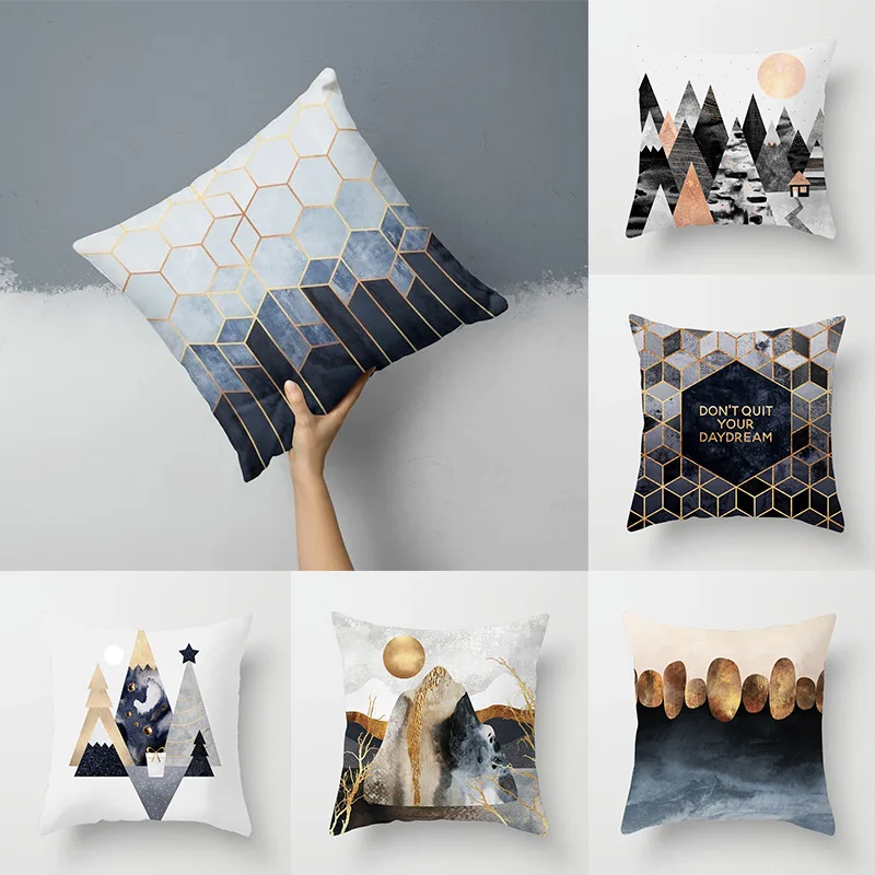 

Household pillow hug pillowcase geometric gold powder pillow peach skin hug pillowcase pillow cushion lumbar support wholesale