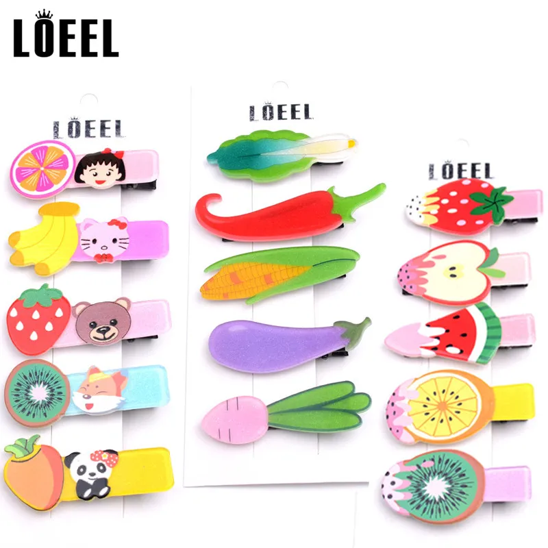 5 шт./компл. Детские аксессуары для волос заколки с фруктами и овощами детские