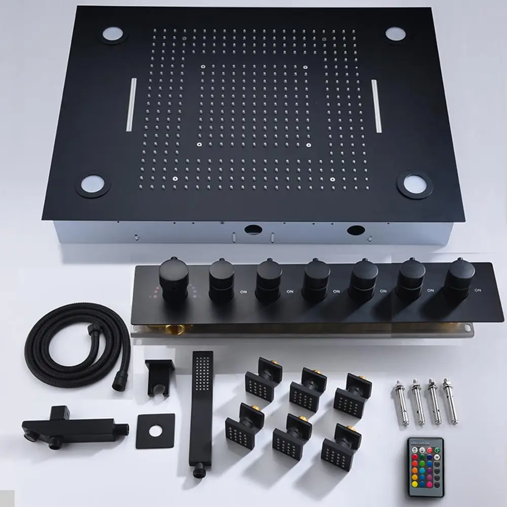 Матовая черная классическая светодиодсветодиодный насадка для душа дождевые