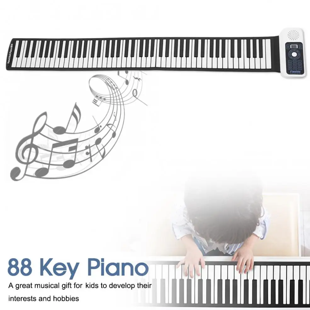 88 клавиш USB MIDI рулон пианино электронная портативная силиконовая Гибкая клавиатура орган встроенный динамик с сустейной педалью