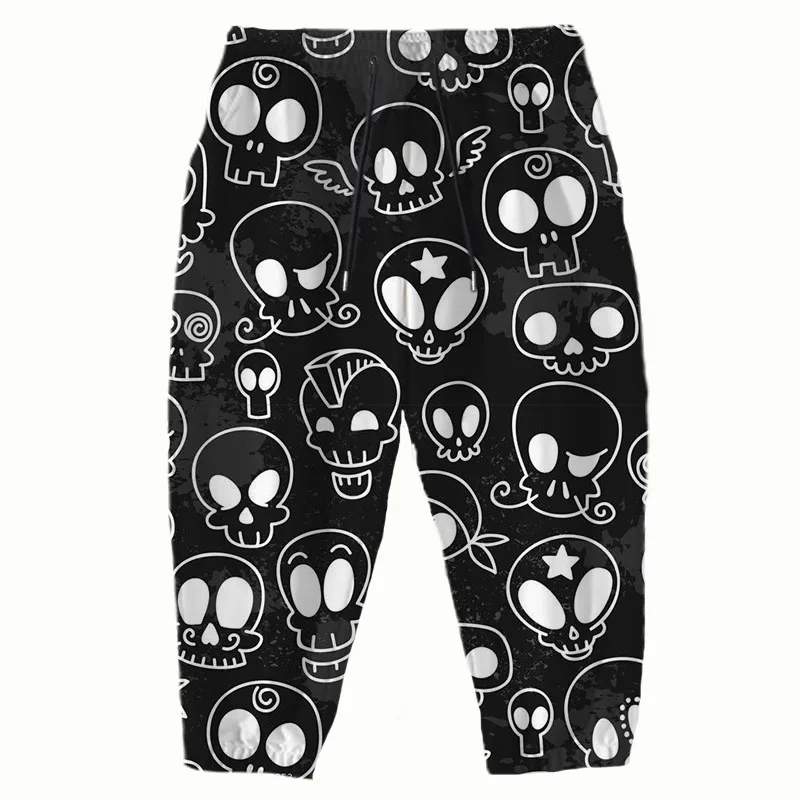 

2021 New Spring and Autumn Long Trousers Skull 3d Print Casual Men Women Jogger Harem Pant Loose Fitness Pants